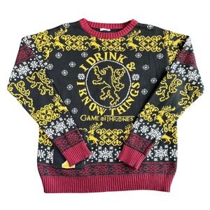 Game of Thrones I Drink & I Know Things Ugly Christmas Sweater Mens‎ Large Black